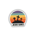 Jesus Saves Three Crosses Sunset Sticker
