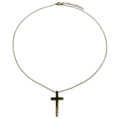 Bold 30mm gold cross pendant necklace