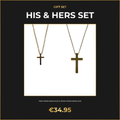 His and Hers matching gold cross necklaces gift set
