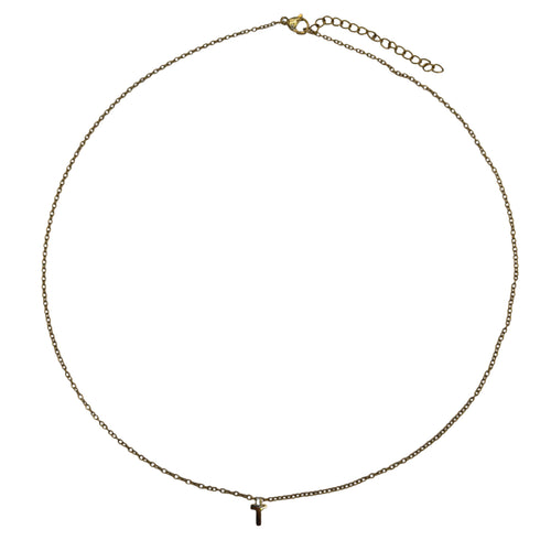 Dainty 7mm gold cross pendant necklace