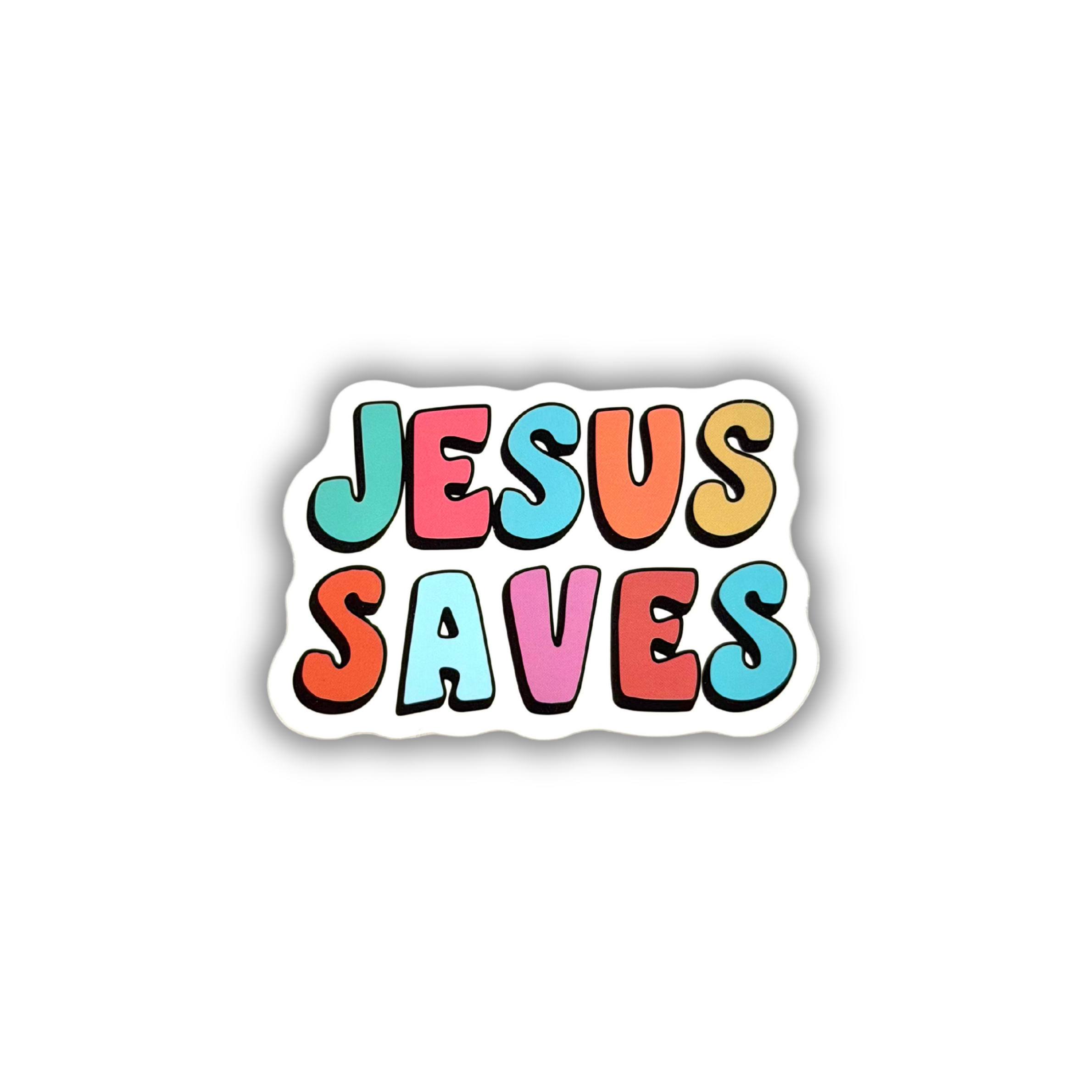 Jesus Saves Colorful Retro Sticker
