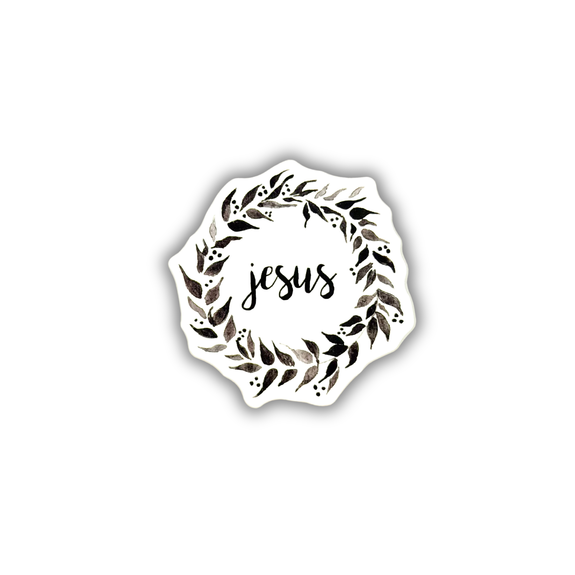 Jesus watercolour floral wreath Christian sticker