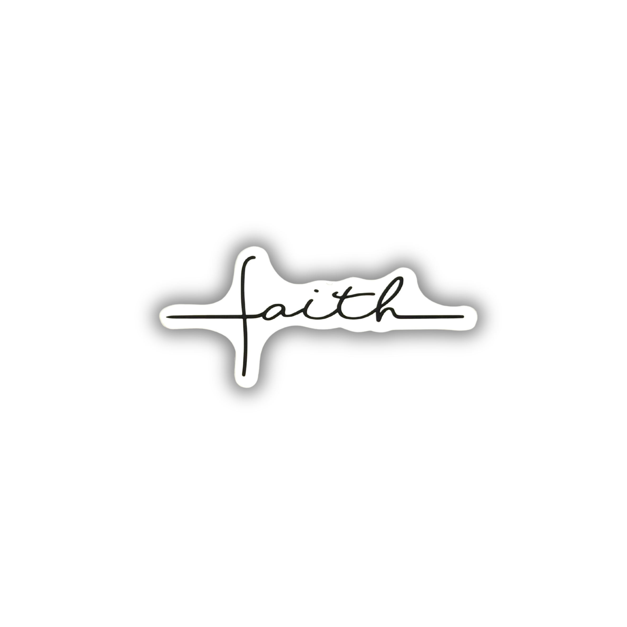 Faith cross minimalist cursive sticker