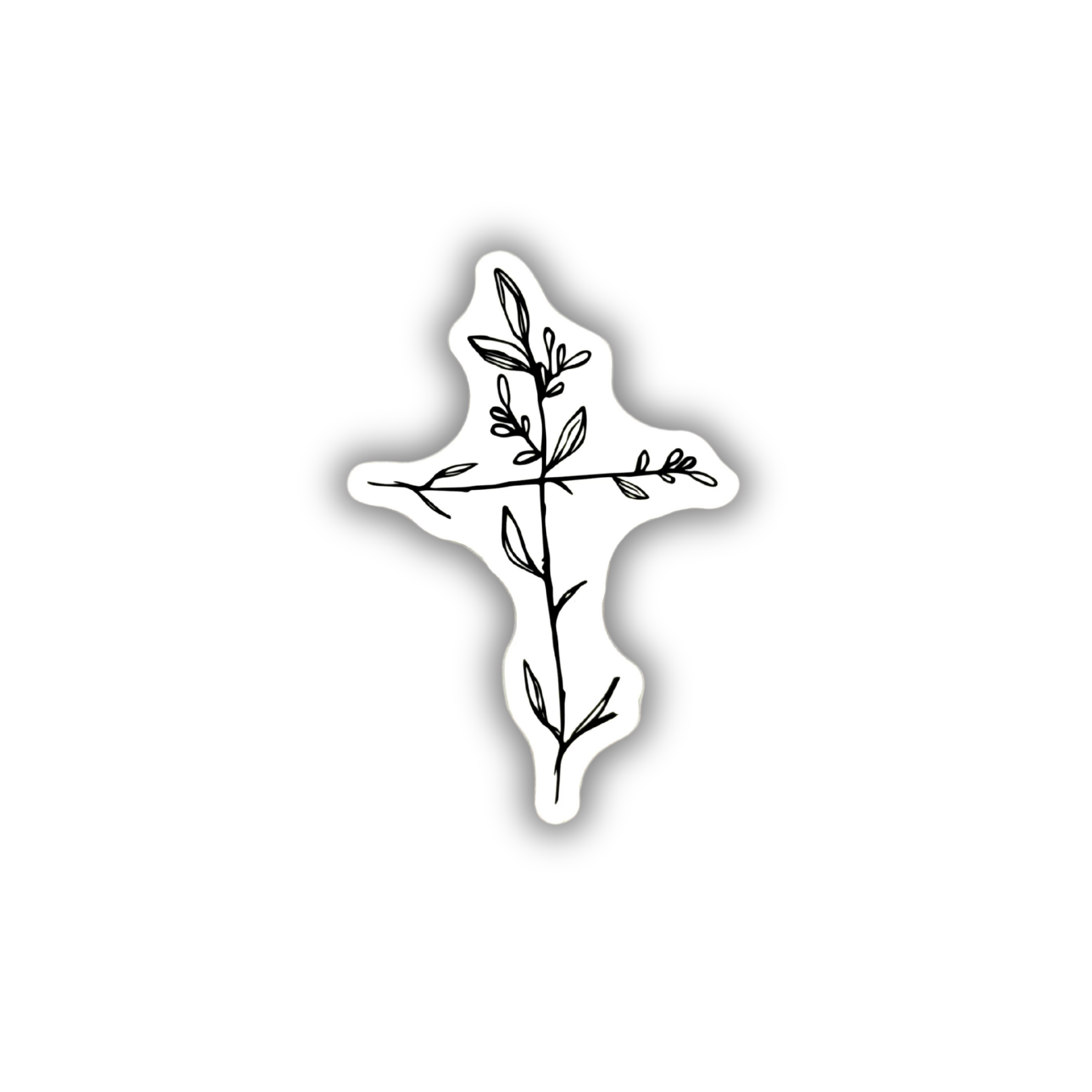 Botanical floral cross Christian sticker