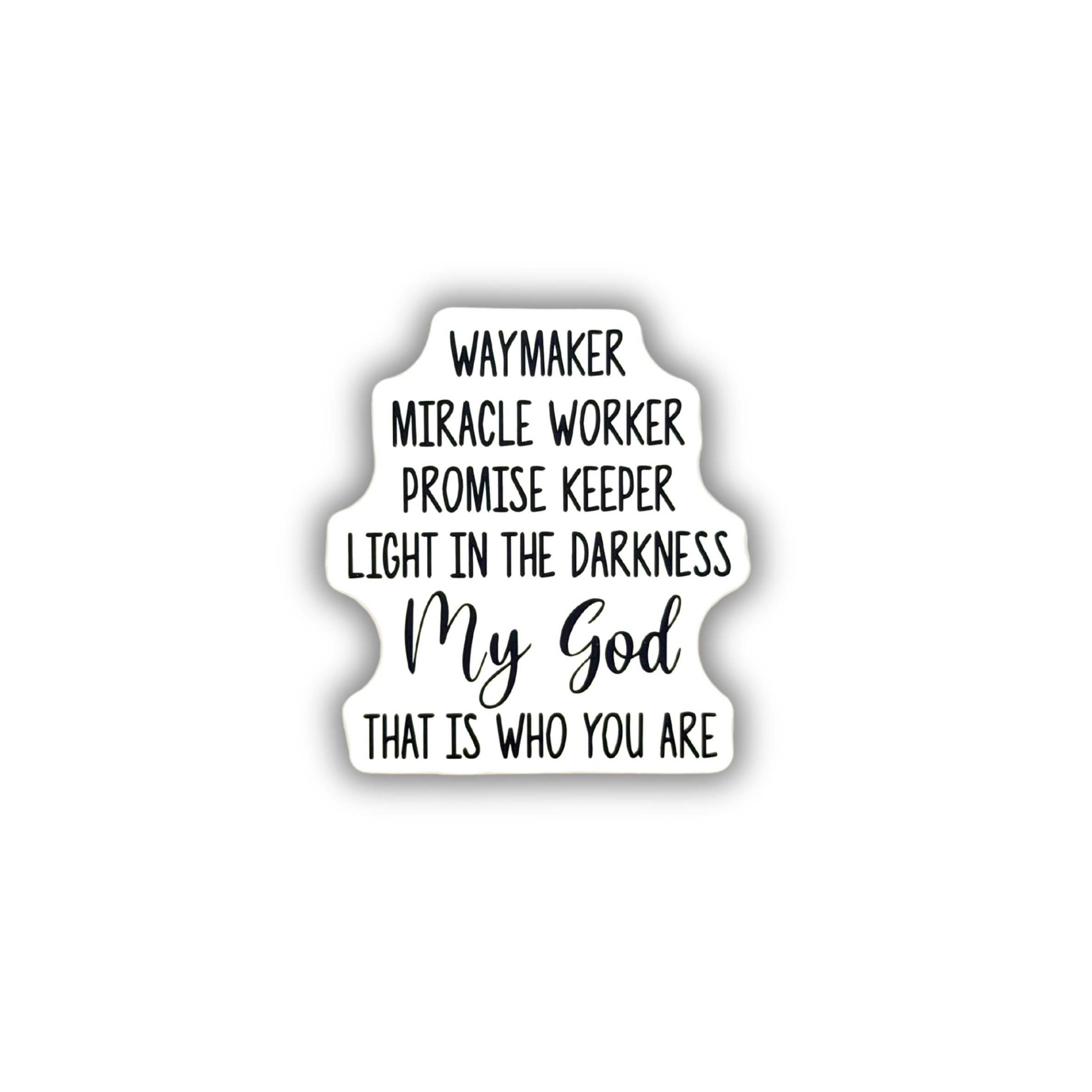 Waymaker Miracle Worker Promise Keeper Christian sticker