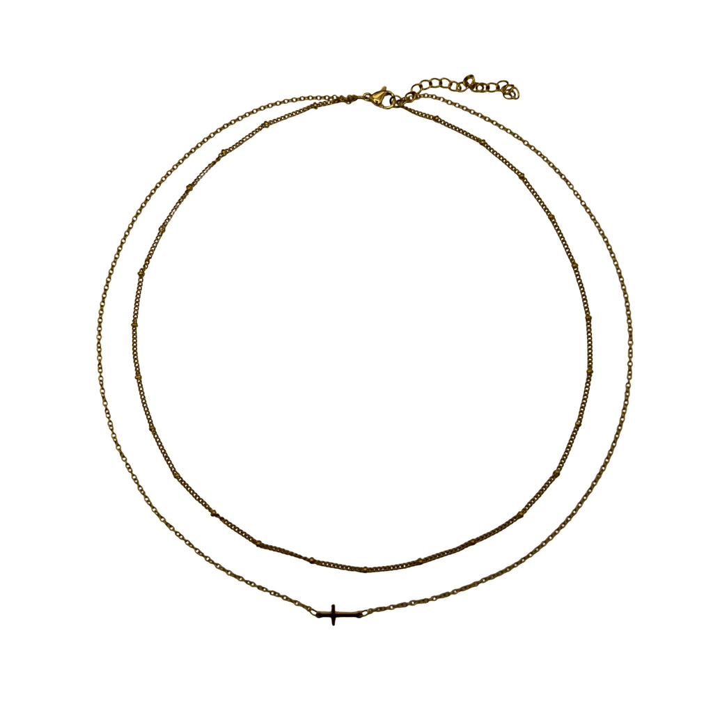Double-Chained Cross Necklace