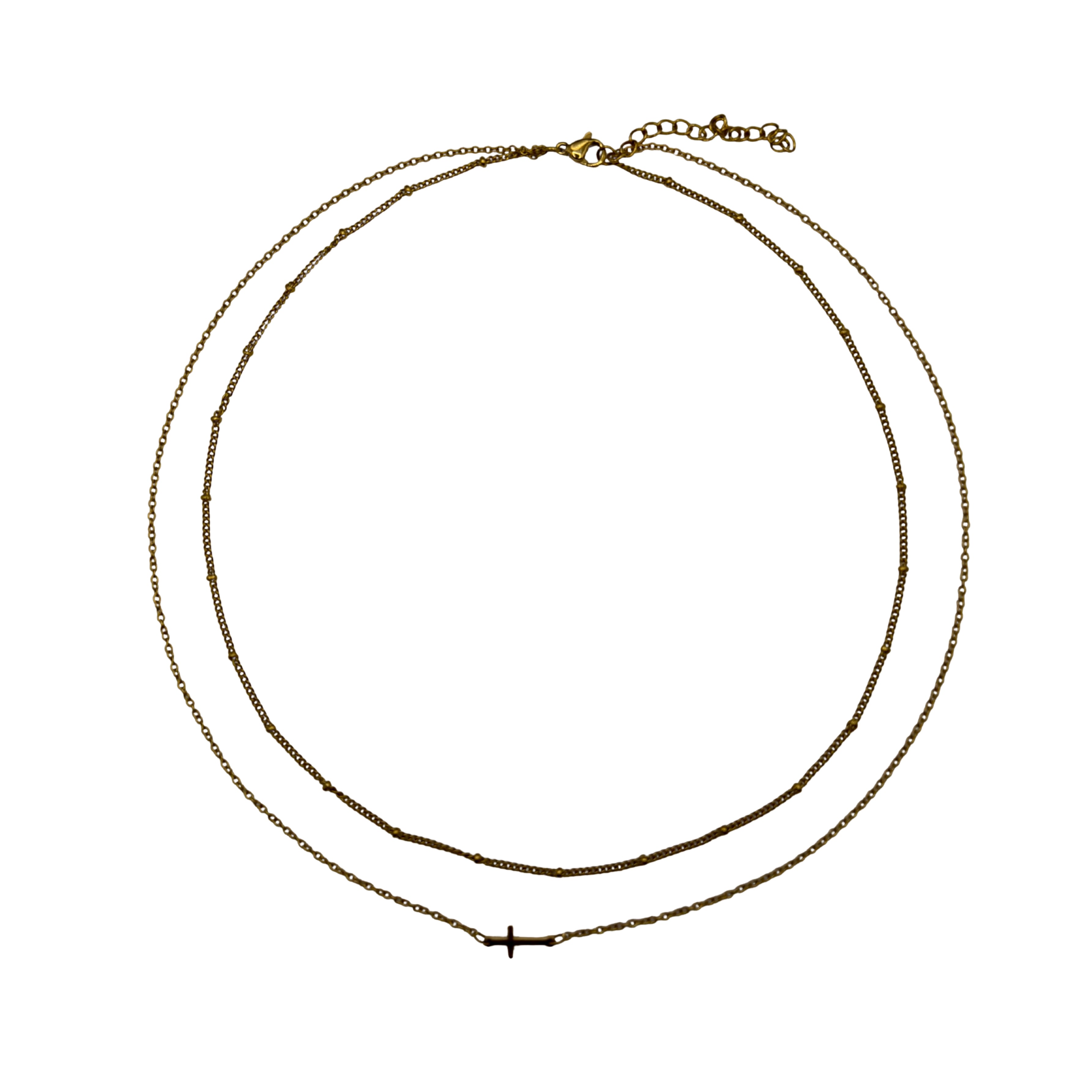 Double-Chained Cross Necklace